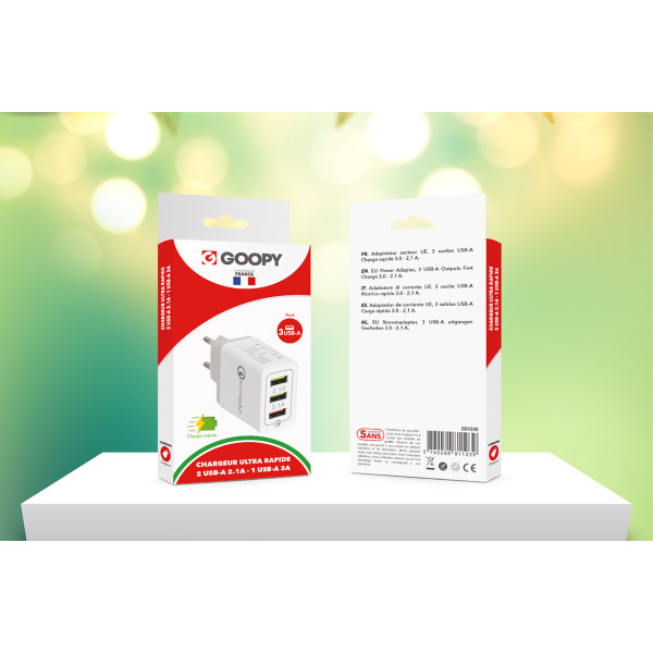 Chargeur 3 ports USB Charge Rapide 3.0